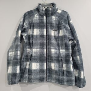 Columbia Gray Plaid Fleece Jacket